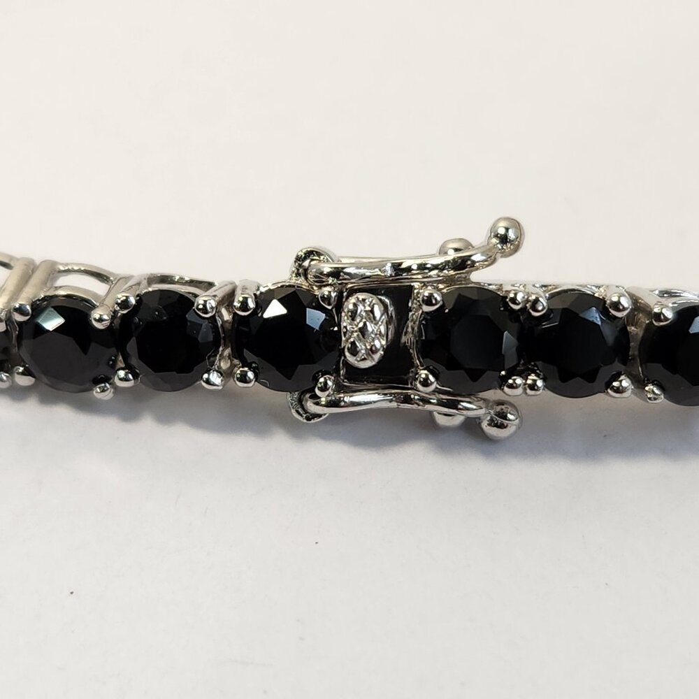 VTG NIB 925 Black Spinel Eternity / Tennis Bracelet 12.00ctw. 7.25 in length - Picture 6 of 10